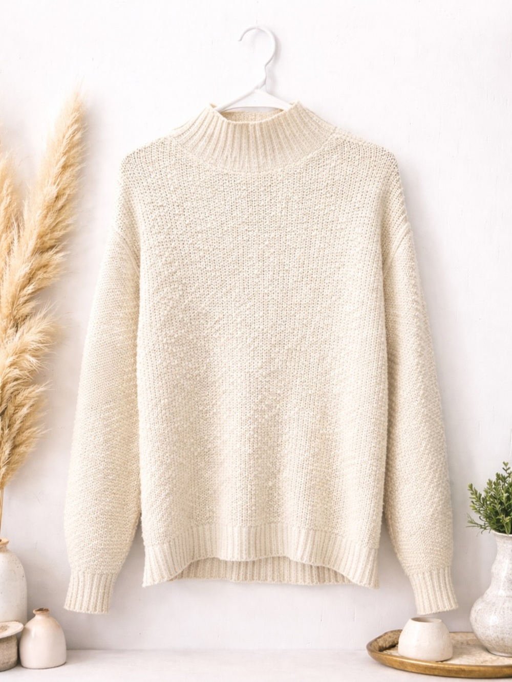 aerie Cream Turtleneck Knit Sweater